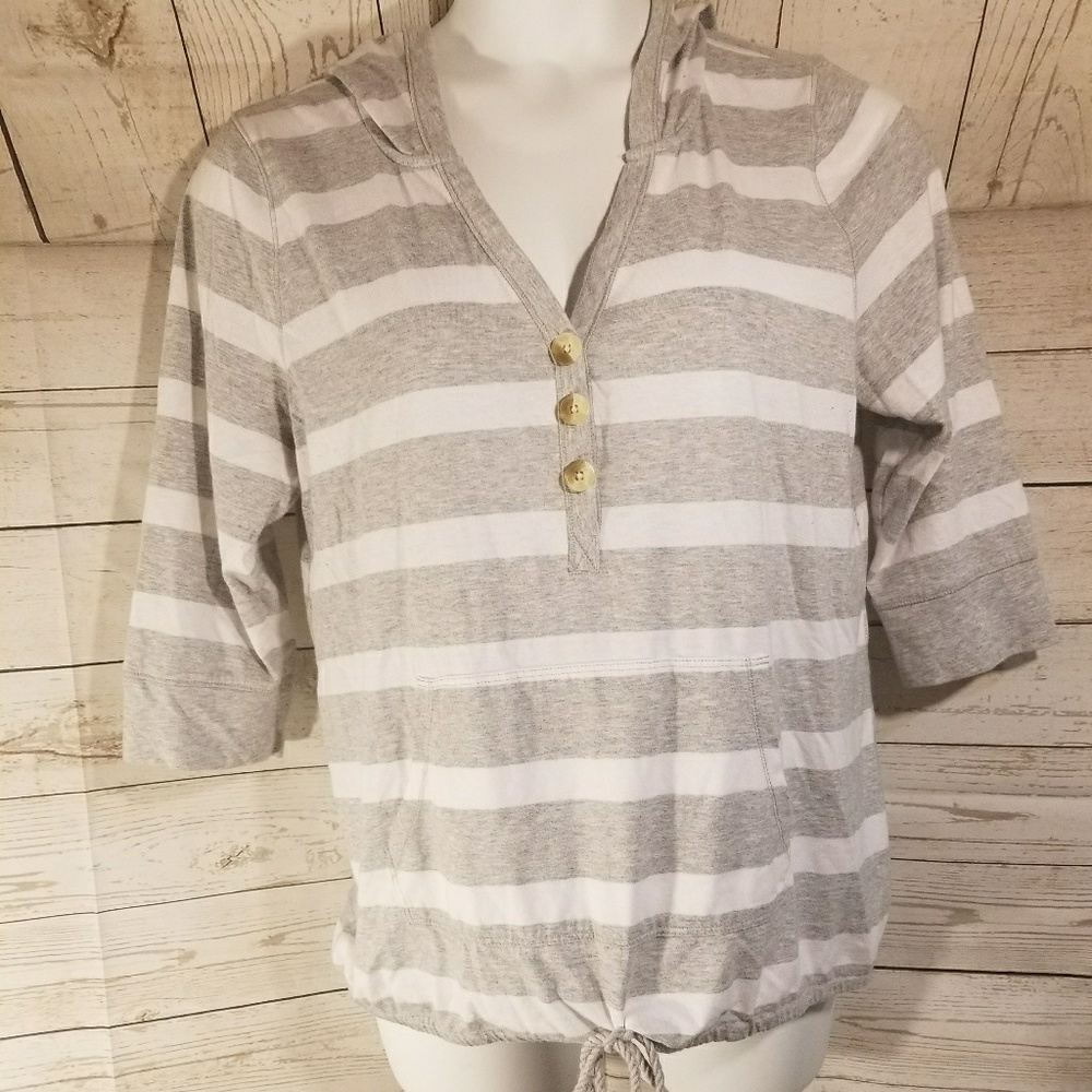 Sonoma Gray/White Striped Top